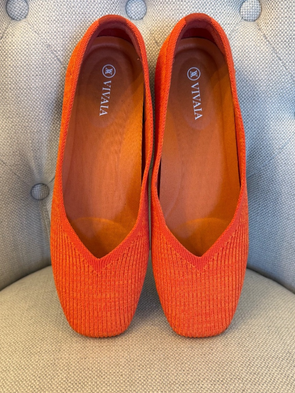 VIVAIA Margot 2.0 Orange Square Toe Ballet Flat Size EU 38.5 - Picture 4 of 8